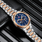 Montre Homme Chronographe Mini Focus MF0495G – Acier Inoxydable Doré, Quartz, 3ATM