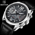 Montre Homme Chronographe BENYAR – Bracelet Cuir, Style Militaire