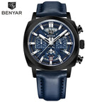 Montre Homme BENYAR BY-5205 – Sport Quartz, Bracelet Cuir, Waterproof