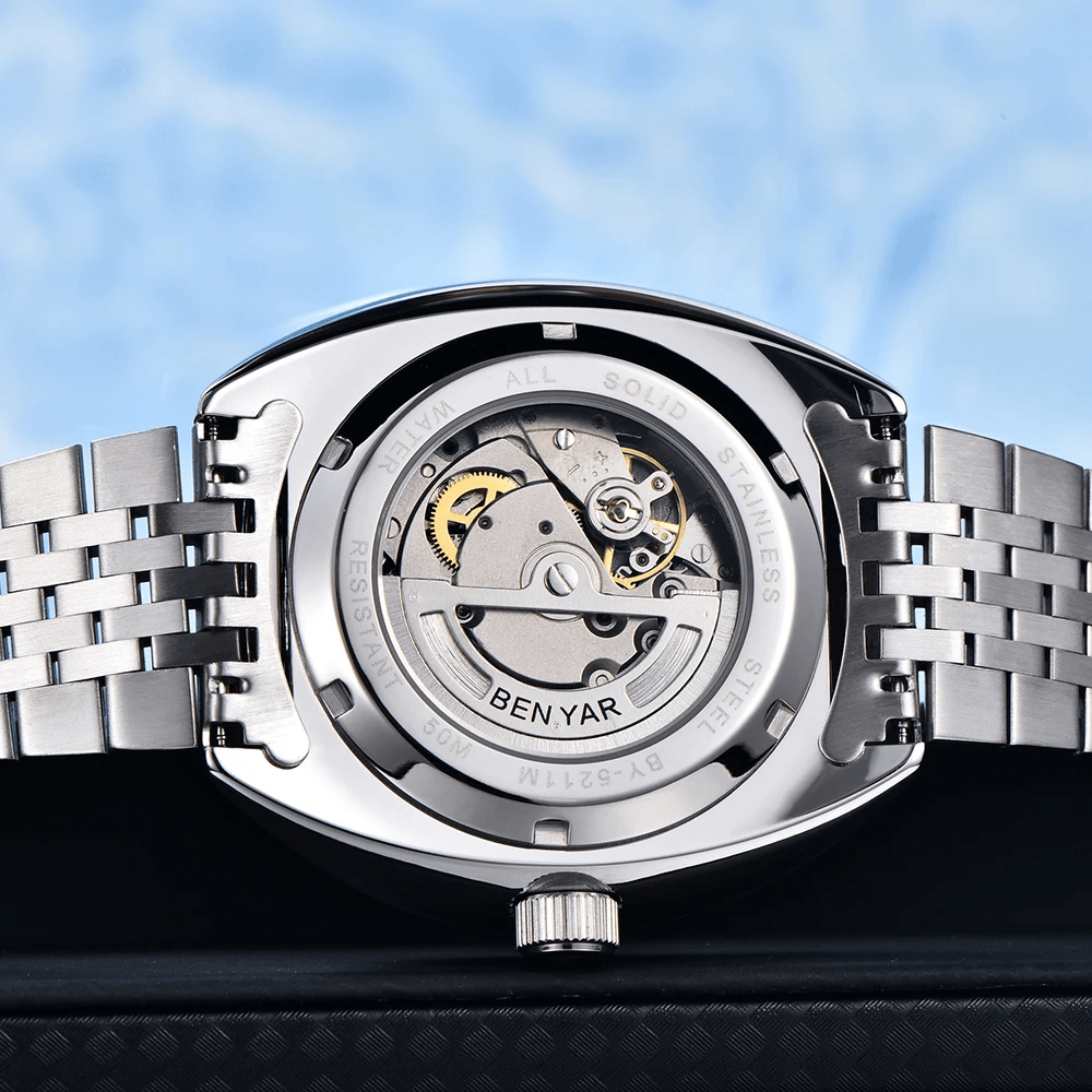 Montre Homme Mécanique Automatique BENYAR BY-5211 – Verre Saphir, Bracelet Jubilé, 5ATM