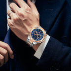 Montre Homme Chronographe Mini Focus MF0495G – Acier Inoxydable Doré, Quartz, 3ATM