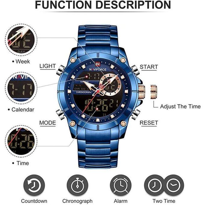 NAVIFORCE NF9163 – Montre Homme Luxe Étanche Acier Inoxydable