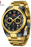 Montre Homme Chronographe Mini Focus MF0495G – Acier Inoxydable Doré, Quartz, 3ATM
