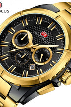Montre Homme Chronographe Mini Focus MF0495G – Acier Inoxydable Doré, Quartz, 3ATM