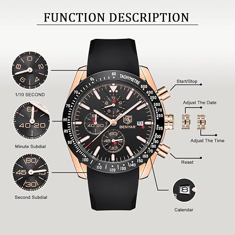 BENYAR BY-5140 Montre Homme Chronographe Étanche