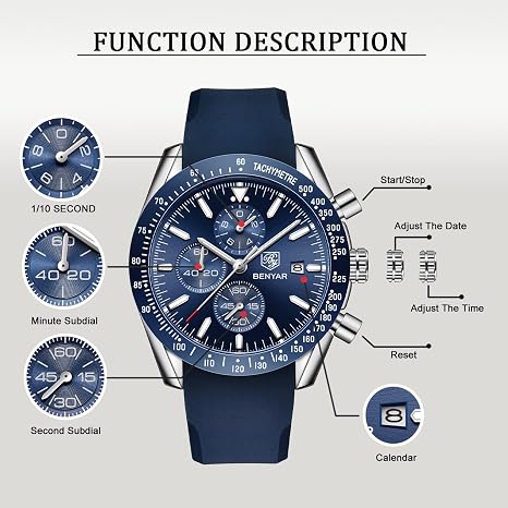 BENYAR BY-5140 Montre Homme Chronographe Étanche