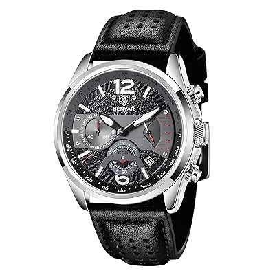 Montre Homme Chronographe BENYAR – Bracelet Cuir, Style Militaire