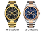 Montre Homme Chronographe Mini Focus MF0495G – Acier Inoxydable Doré, Quartz, 3ATM