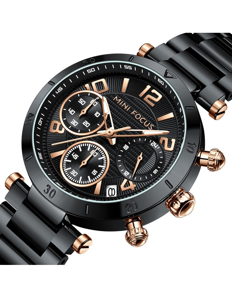 Montre Homme Chronographe Mini Focus MF0489L – Cadran Vert, Acier Inoxydable, 3ATM