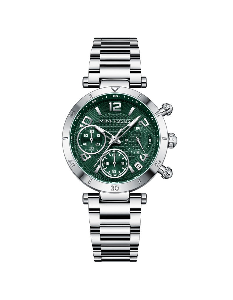 Montre Homme Chronographe Mini Focus MF0489L – Cadran Vert, Acier Inoxydable, 3ATM