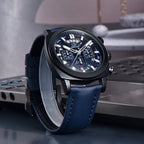 Montre Homme BENYAR BY-5205 – Sport Quartz, Bracelet Cuir, Waterproof