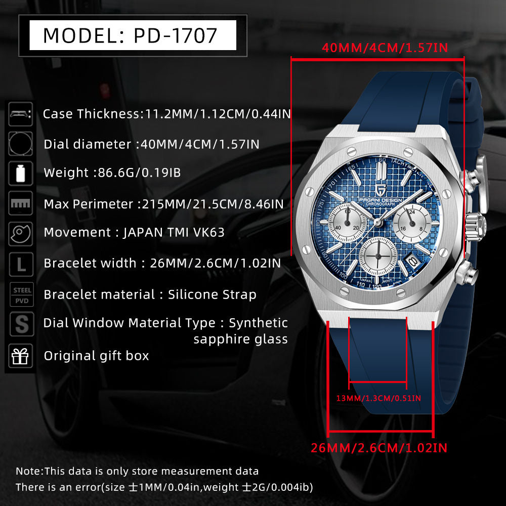 PAGANI DESIGN PD-1707 Royal Oak Chronograph Cadran Bleu