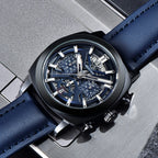 Montre Homme BENYAR BY-5205 – Sport Quartz, Bracelet Cuir, Waterproof