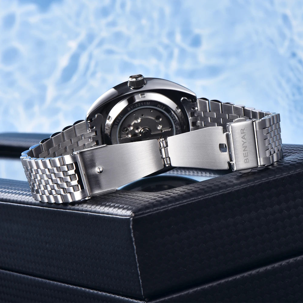 Montre Homme Mécanique Automatique BENYAR BY-5211 – Verre Saphir, Bracelet Jubilé, 5ATM