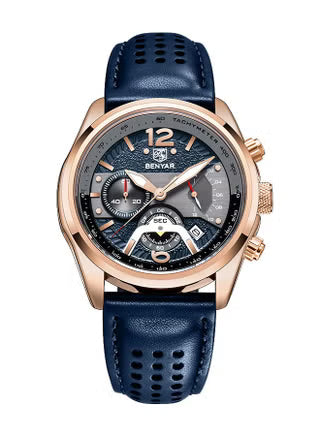 Montre Homme Chronographe BENYAR – Bracelet Cuir, Style Militaire