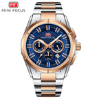 Montre Homme Chronographe Mini Focus MF0495G – Acier Inoxydable Doré, Quartz, 3ATM
