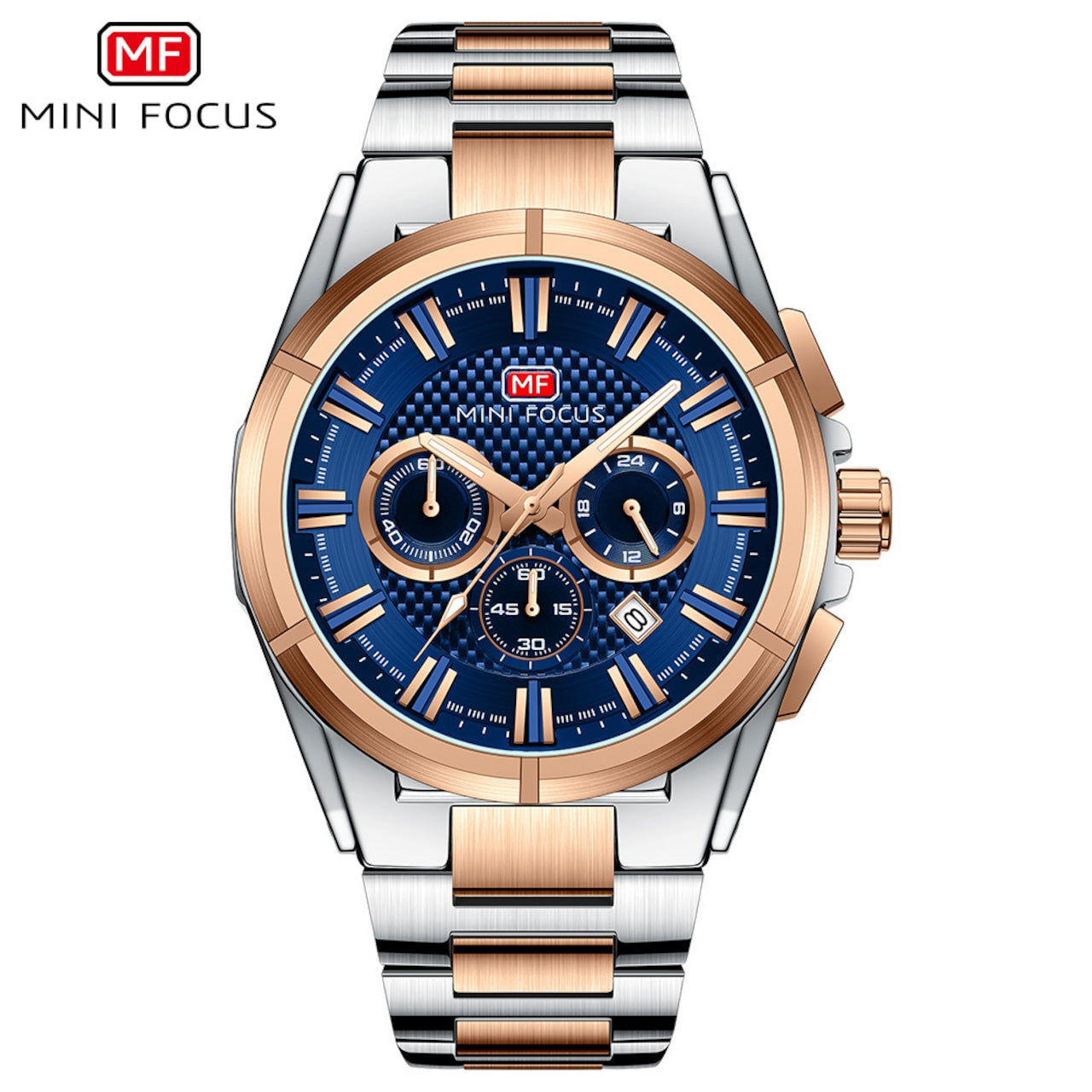 Montre Homme Chronographe Mini Focus MF0495G – Acier Inoxydable Doré, Quartz, 3ATM