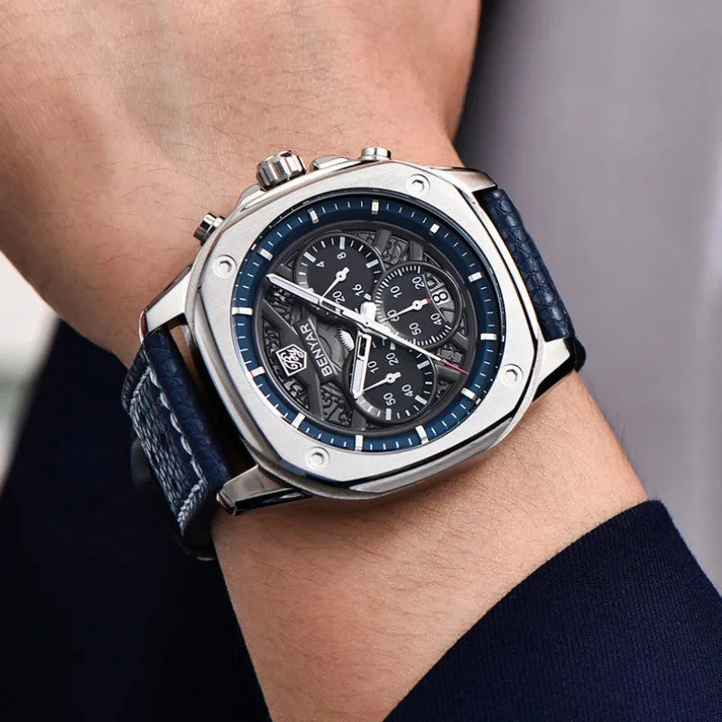 BENYAR BY-5222 – Montre Homme Rétro Quartz Cuir
