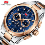 Montre Homme Chronographe Mini Focus MF0495G – Acier Inoxydable Doré, Quartz, 3ATM