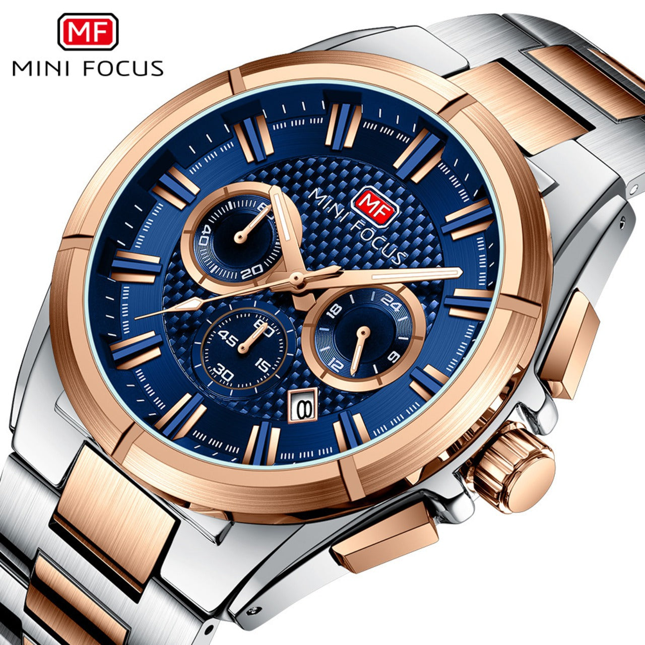 Montre Homme Chronographe Mini Focus MF0495G – Acier Inoxydable Doré, Quartz, 3ATM