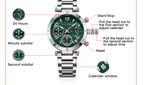 Montre Homme Chronographe Mini Focus MF0489L – Cadran Vert, Acier Inoxydable, 3ATM