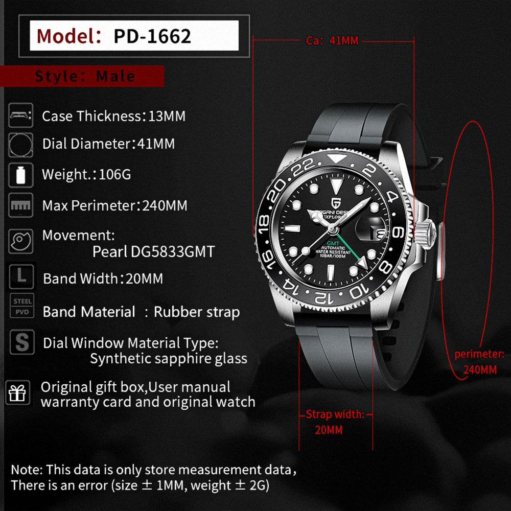 Montre Homme Automatique GMT Pagani Design PD-1662