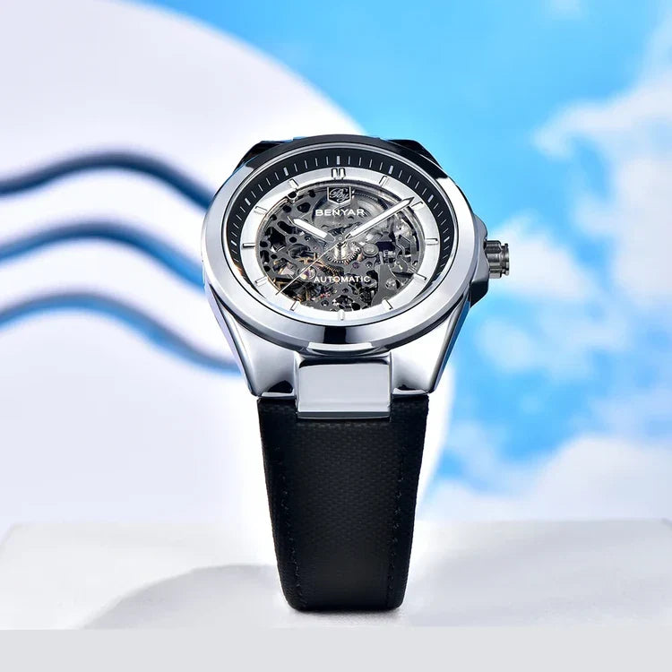 BENYAR BY-5207 – Montre Homme Mécanique Skeleton Lumineux 50M Waterproof
