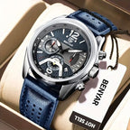 Montre Homme Chronographe BENYAR – Bracelet Cuir, Style Militaire