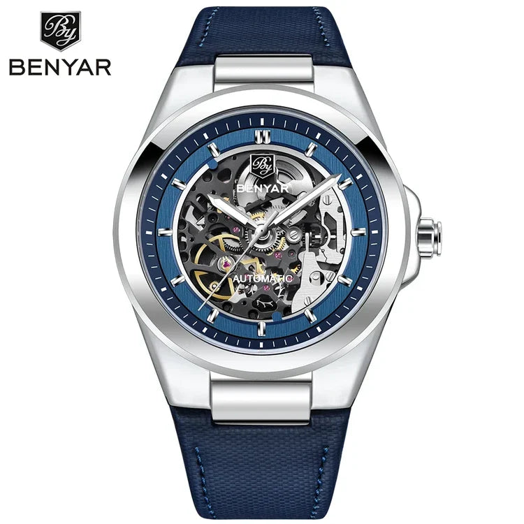 BENYAR BY-5207 – Montre Homme Mécanique Skeleton Lumineux 50M Waterproof