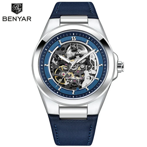 BENYAR BY-5207 – Montre Homme Mécanique Skeleton Lumineux 50M Waterproof