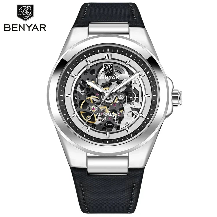 BENYAR BY-5207 – Montre Homme Mécanique Skeleton Lumineux 50M Waterproof