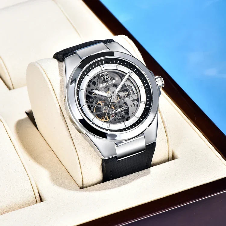 BENYAR BY-5207 – Montre Homme Mécanique Skeleton Lumineux 50M Waterproof