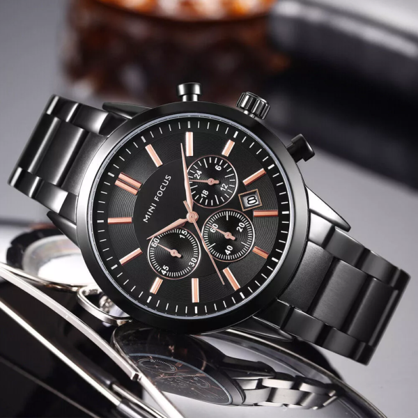 MINI FOCUS MF50 – montre chronographe de luxe Noire