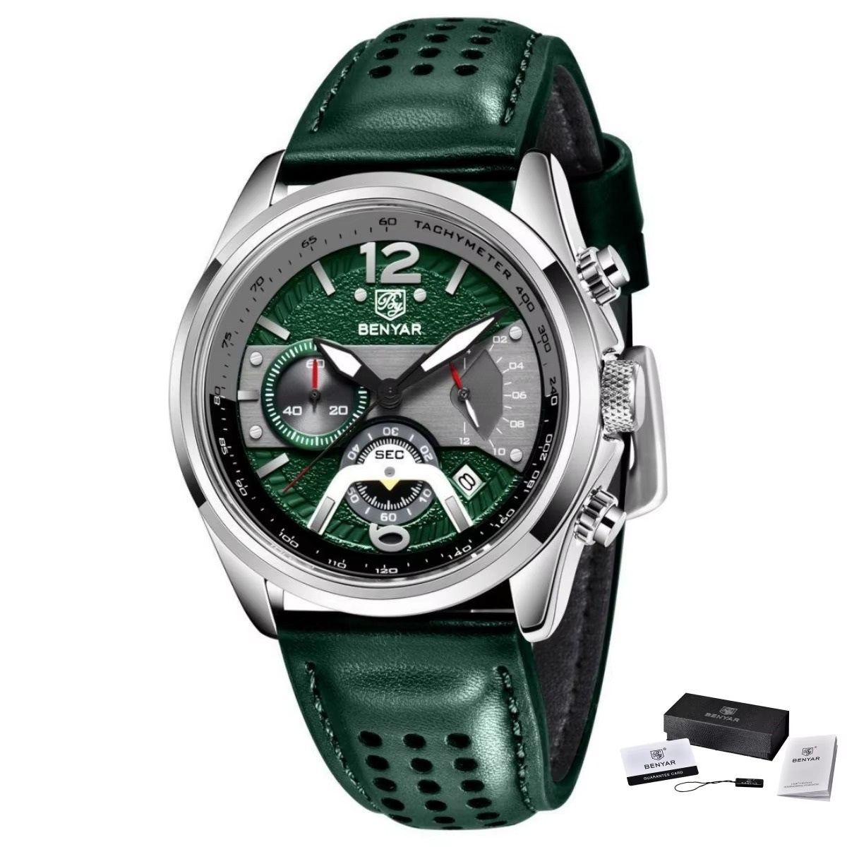 Montre Homme Chronographe BENYAR – Bracelet Cuir, Style Militaire